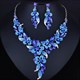 Wedding Jewelry Multicolor Crystal Rhinestones Flower Necklace Earrings Set For Women African Bridal Jewelry Sets