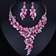 Wedding Jewelry Multicolor Crystal Rhinestones Flower Necklace Earrings Set For Women African Bridal Jewelry Sets