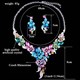 Wedding Jewelry Multicolor Crystal Rhinestones Flower Necklace Earrings Set For Women African Bridal Jewelry Sets