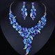 Wedding Jewelry Multicolor Crystal Rhinestones Flower Necklace Earrings Set For Women African Bridal Jewelry Sets