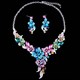 Wedding Jewelry Multicolor Crystal Rhinestones Flower Necklace Earrings Set For Women African Bridal Jewelry Sets