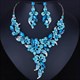 Wedding Jewelry Multicolor Crystal Rhinestones Flower Necklace Earrings Set For Women African Bridal Jewelry Sets