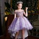 Girls Princess Long Purple Formal Party Dress With Luxury Ball Gown Design