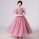Girls Summer Princess Dress Flower Wedding One-Piece Evening Party Sequins Puff Sleeve Ankle-Length Mesh
