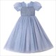 Girls Summer Princess Dress Flower Wedding One-Piece Evening Party Sequins Puff Sleeve Ankle-Length Mesh