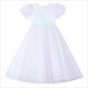 Girls Summer Princess Dress Flower Wedding One-Piece Evening Party Sequins Puff Sleeve Ankle-Length Mesh