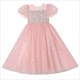 Girls Summer Princess Dress Flower Wedding One-Piece Evening Party Sequins Puff Sleeve Ankle-Length Mesh