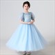 Girls Summer Princess Dress With Sequins Puff Sleeve Ankle-Length Mesh