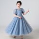 Girls Summer Princess Dress With Sequins Puff Sleeve Ankle-Length Mesh