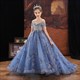 Kids Girls Christmas Formal Evening Long Dresses Evening Fairy Gown And Maxi Dress Up Costumes For Children Luxury Blue Vestidos