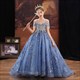 Kids Girls Christmas Formal Evening Long Dresses Evening Fairy Gown And Maxi Dress Up Costumes For Children Luxury Blue Vestidos