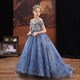 Kids Girls Christmas Formal Evening Long Dresses Evening Fairy Gown And Maxi Dress Up Costumes For Children Luxury Blue Vestidos