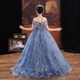 Kids Girls Christmas Formal Evening Long Dresses Evening Fairy Gown And Maxi Dress Up Costumes For Children Luxury Blue Vestidos