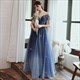 Elegantes Bodenlanges Tüll A-Linie Abend- und Ballkleid