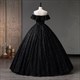 New Black Ball Gown Simple Luxury Bling Shining Quinceanera Dresses Classic Off The Shoulder Floor-Length Puffy Dresses For Prom