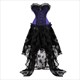 Lace Up Overbust Corset Top With Irregular Floral Tulle Skirt