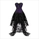 Lace Up Overbust Corset Top With Irregular Floral Tulle Skirt
