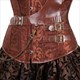 Women'S Gothic Steampunk Corsets Dress Leather Overbust Corset Bustier Top With Skirt Set Halloween Pirate Costume