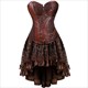 Women'S Gothic Steampunk Corsets Dress Leather Overbust Corset Bustier Top With Skirt Set Halloween Pirate Costume