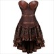 Women'S Gothic Steampunk Corsets Dress Leather Overbust Corset Bustier Top With Skirt Set Halloween Pirate Costume