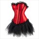 Overbust Corset Dress Tutu Skirt Showgirl Dance Costume Red Corset Top Lace Trim Corsets Dresses For Women Plus Size
