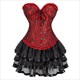 Overbust Corset Dress Tutu Skirt Showgirl Dance Costume Red Corset Top Lace Trim Corsets Dresses For Women Plus Size