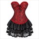 Overbust Corset Dress Tutu Skirt Showgirl Dance Costume Red Corset Top Lace Trim Corsets Dresses For Women Plus Size