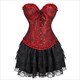 Overbust Corset Dress Tutu Skirt Showgirl Dance Costume Red Corset Top Lace Trim Corsets Dresses For Women Plus Size