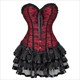 Overbust Corset Dress Tutu Skirt Showgirl Dance Costume Red Corset Top Lace Trim Corsets Dresses For Women Plus Size