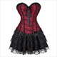Overbust Corset Dress Tutu Skirt Showgirl Dance Costume Red Corset Top Lace Trim Corsets Dresses For Women Plus Size