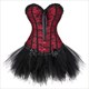 Overbust Corset Dress Tutu Skirt Showgirl Dance Costume Red Corset Top Lace Trim Corsets Dresses For Women Plus Size