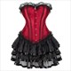 Overbust Corset Dress Tutu Skirt Showgirl Dance Costume Red Corset Top Lace Trim Corsets Dresses For Women Plus Size