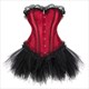 Overbust Corset Dress Tutu Skirt Showgirl Dance Costume Red Corset Top Lace Trim Corsets Dresses For Women Plus Size