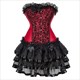 Overbust Corset Dress Tutu Skirt Showgirl Dance Costume Red Corset Top Lace Trim Corsets Dresses For Women Plus Size