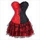 Overbust Corset Dress Tutu Skirt Showgirl Dance Costume Red Corset Top Lace Trim Corsets Dresses For Women Plus Size