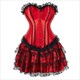 Overbust Corset Dress Tutu Skirt Showgirl Dance Costume Red Corset Top Lace Trim Corsets Dresses For Women Plus Size