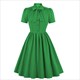 Blue Pleated Dress Women Summer Belted Pinup 60S 50S Rockabilly Dresses Sd008 Vintage Style Bow Tie Neck Button Up Elegant