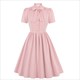 Blue Pleated Dress Women Summer Belted Pinup 60S 50S Rockabilly Dresses Sd008 Vintage Style Bow Tie Neck Button Up Elegant