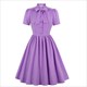 Blue Pleated Dress Women Summer Belted Pinup 60S 50S Rockabilly Dresses Sd008 Vintage Style Bow Tie Neck Button Up Elegant