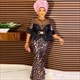 Plus Size Sequin Mermaid Gown With Dashiki Print