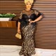 Plus Size Sequin Mermaid Gown With Dashiki Print