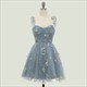 Elegant Party Dress Prom Dresses Graduation Dress Tea Length Wedding Party Adjustable Straps Shiny Love Tulle Mint Green