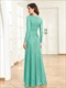 Cocktail Floor Length Dress, Women'S Clothing Sequins V Neck Evening Dress, Elegant Long Sleeve Waist Guest Prom