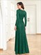 Cocktail Floor Length Dress, Women'S Clothing Sequins V Neck Evening Dress, Elegant Long Sleeve Waist Guest Prom