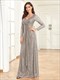 Cocktail Floor Length Dress, Women'S Clothing Sequins V Neck Evening Dress, Elegant Long Sleeve Waist Guest Prom