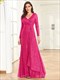 Cocktail Floor Length Dress, Women'S Clothing Sequins V Neck Evening Dress, Elegant Long Sleeve Waist Guest Prom