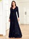 Cocktail Floor Length Dress, Women'S Clothing Sequins V Neck Evening Dress, Elegant Long Sleeve Waist Guest Prom