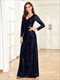 Cocktail Floor Length Dress, Women'S Clothing Sequins V Neck Evening Dress, Elegant Long Sleeve Waist Guest Prom