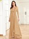 Cocktail Floor Length Dress, Women'S Clothing Sequins V Neck Evening Dress, Elegant Long Sleeve Waist Guest Prom
