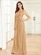 Cocktail Floor Length Dress, Women'S Clothing Sequins V Neck Evening Dress, Elegant Long Sleeve Waist Guest Prom